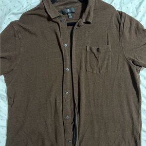 Banana Republic Brown Casual Button-Down Knit Shirt